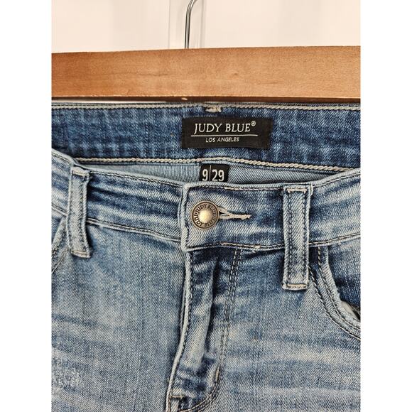 Judy Blue Womens Blue Skinny Fit Button Closer Distressed Jeans Size 9/29 - Picture 3 of 5